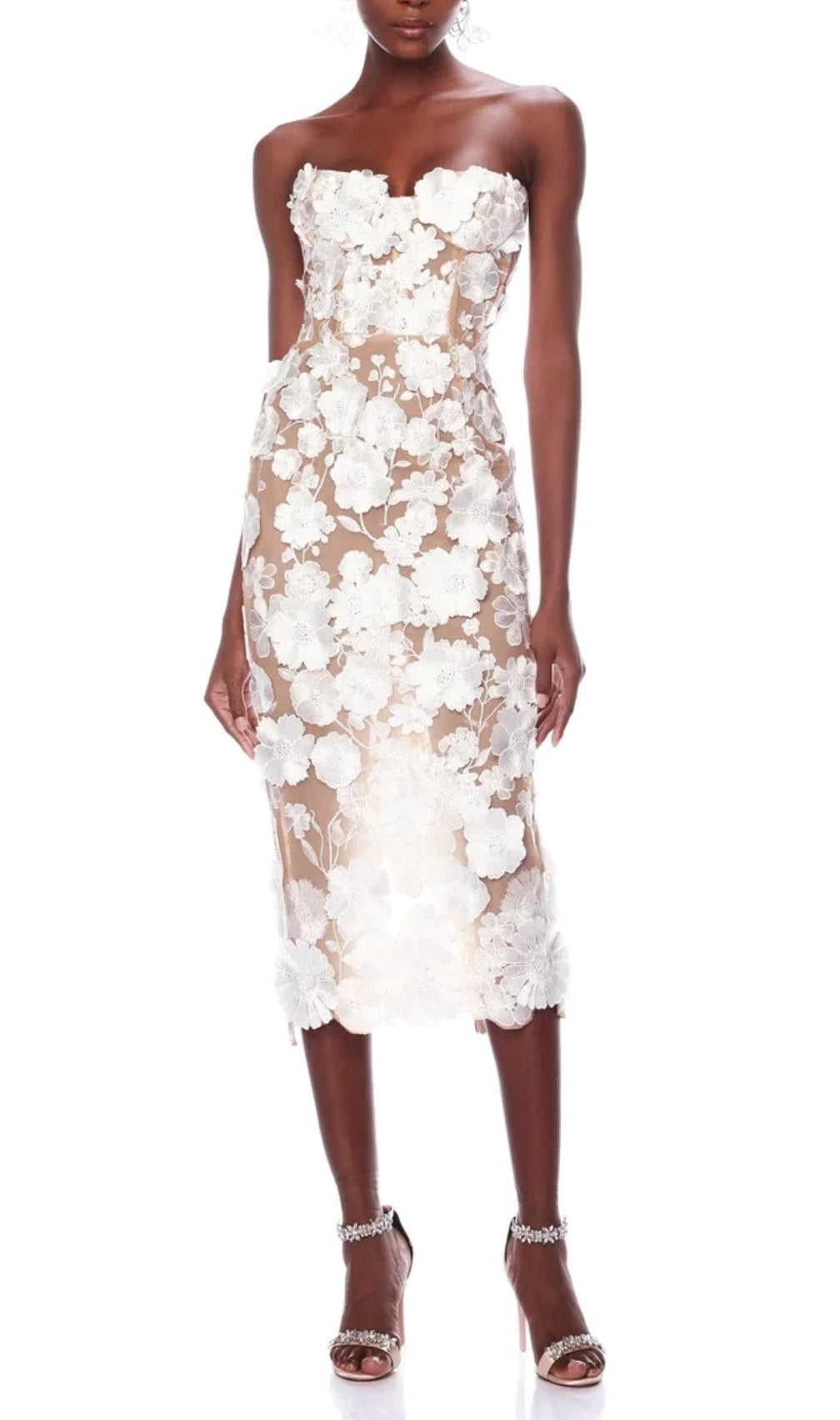 Allegra Strapless Jasmine Midi Dress