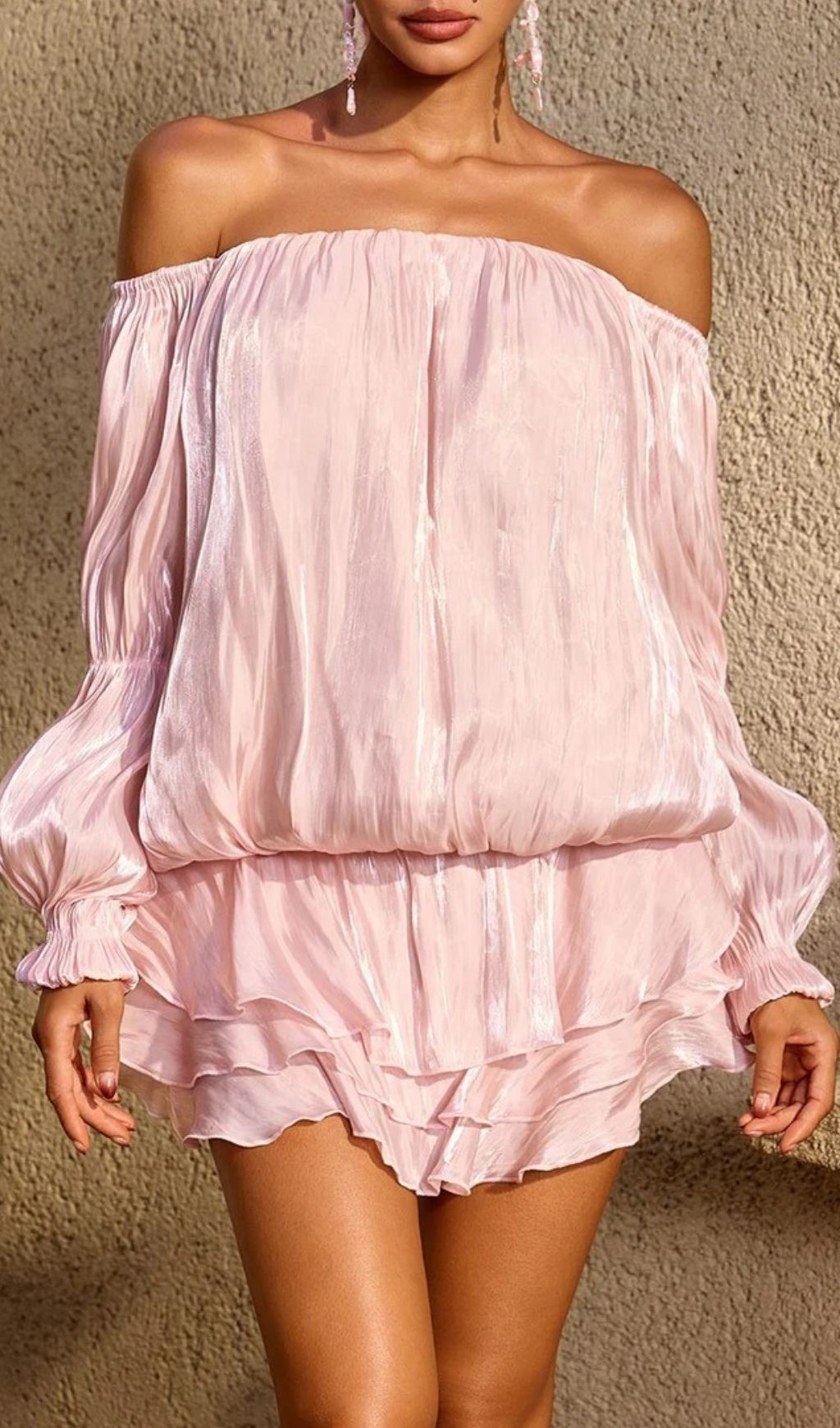 Ryndoric Off Shoulder Ruffle Mini Dress