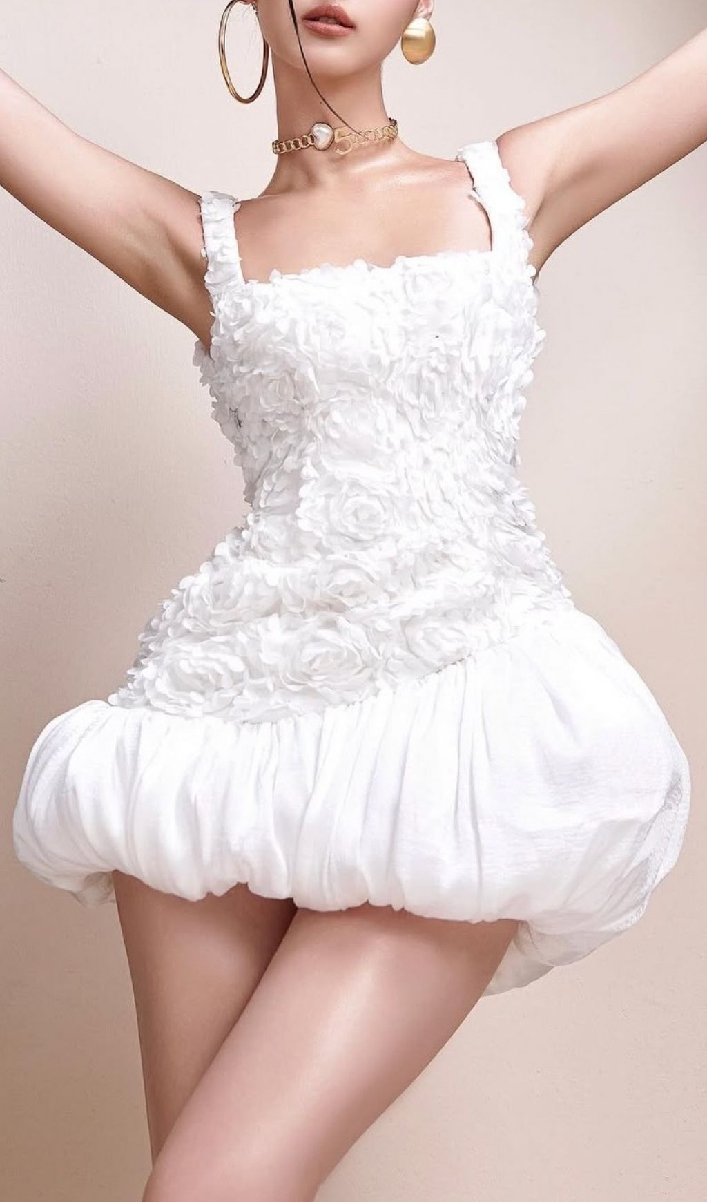 Karenina Showstopping White Floral Backless Mini Dress