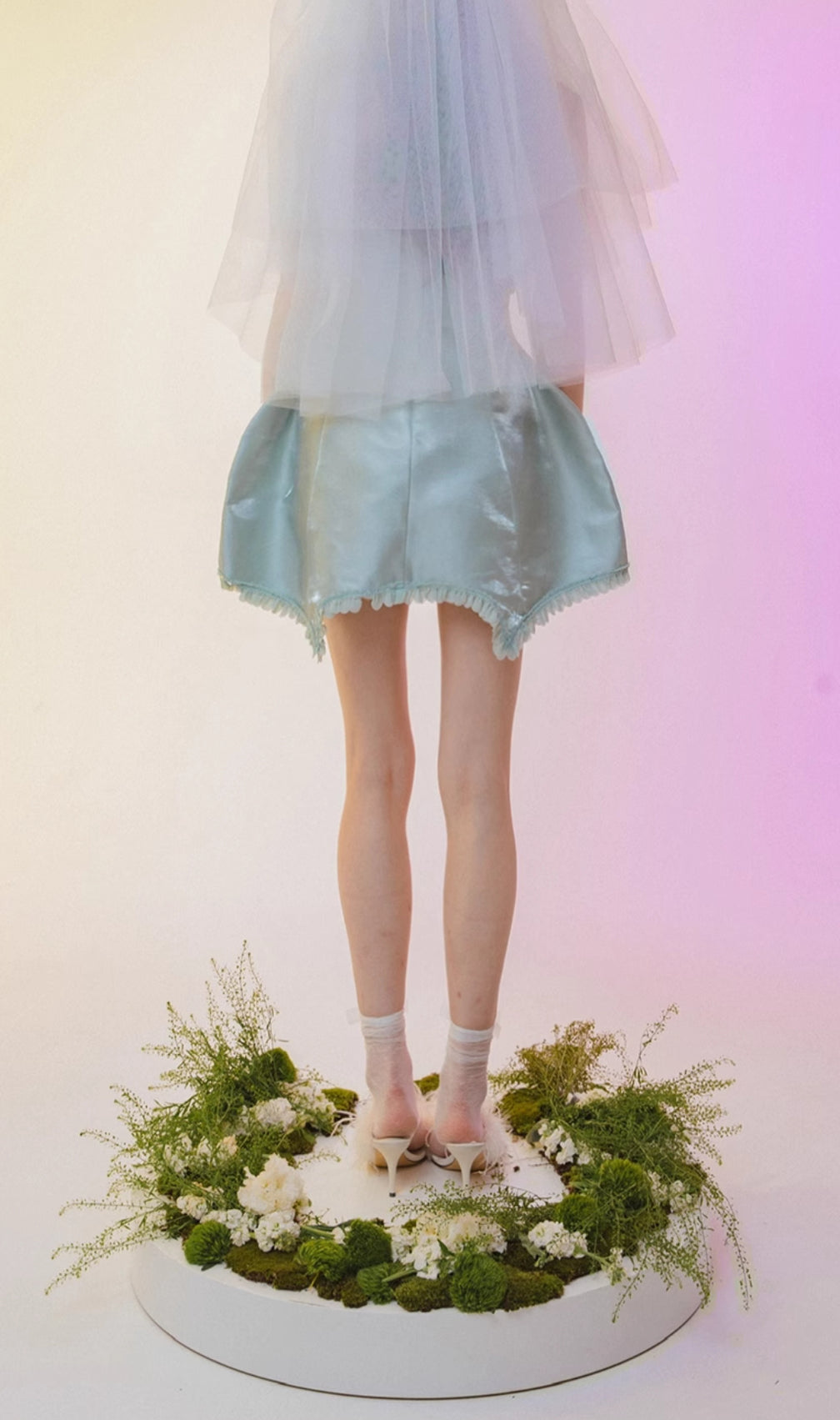 Chickoa Mint Strapless Flower Mini Dress