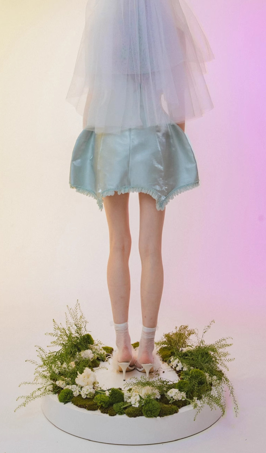 Chickoa Mint Strapless Flower Mini Dress