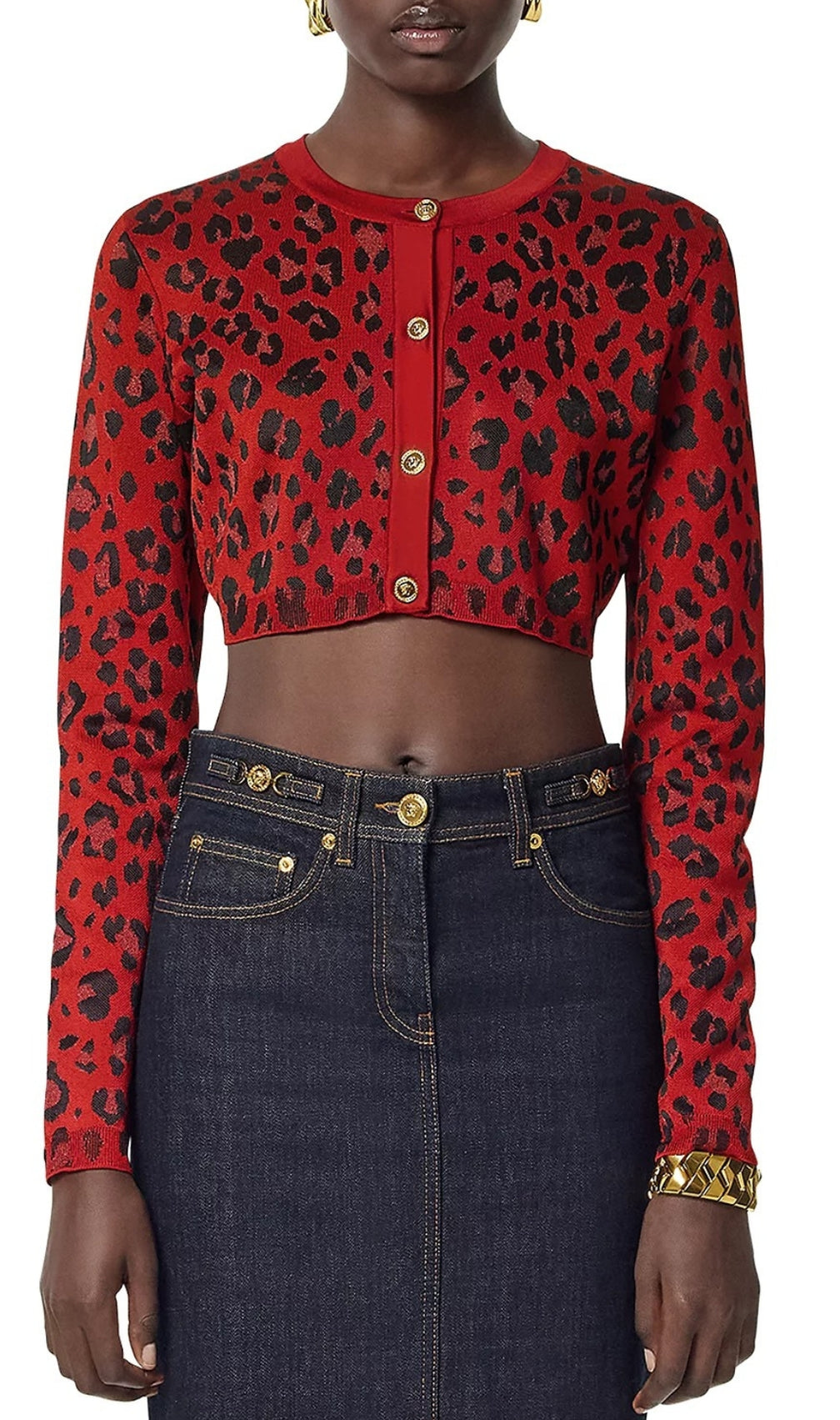 Cliona Leopard Printed Cropped Cardigan
