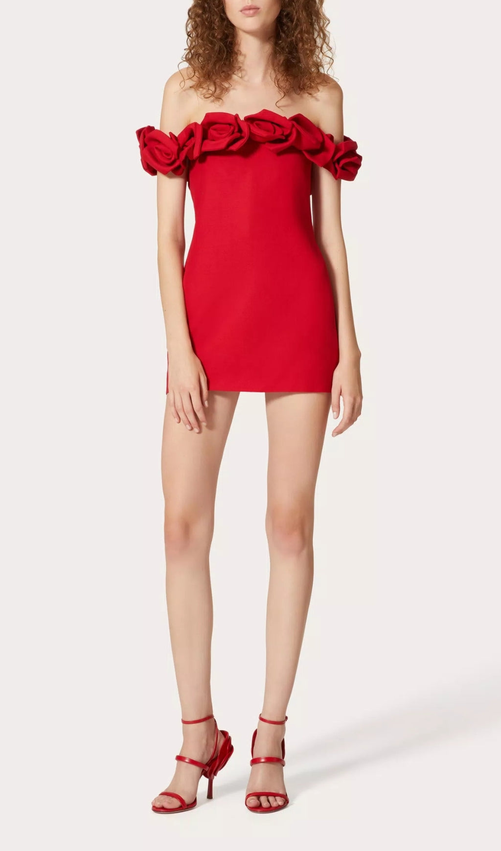 Floral Embellished Crepe Mini Dress