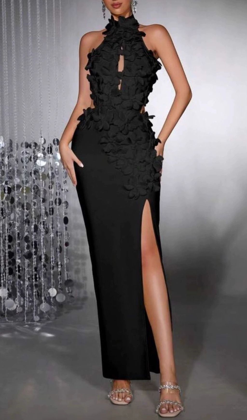 Stunning Red Floral Halter Bandage Maxi Dress | Gala & Wedding Guest Gown