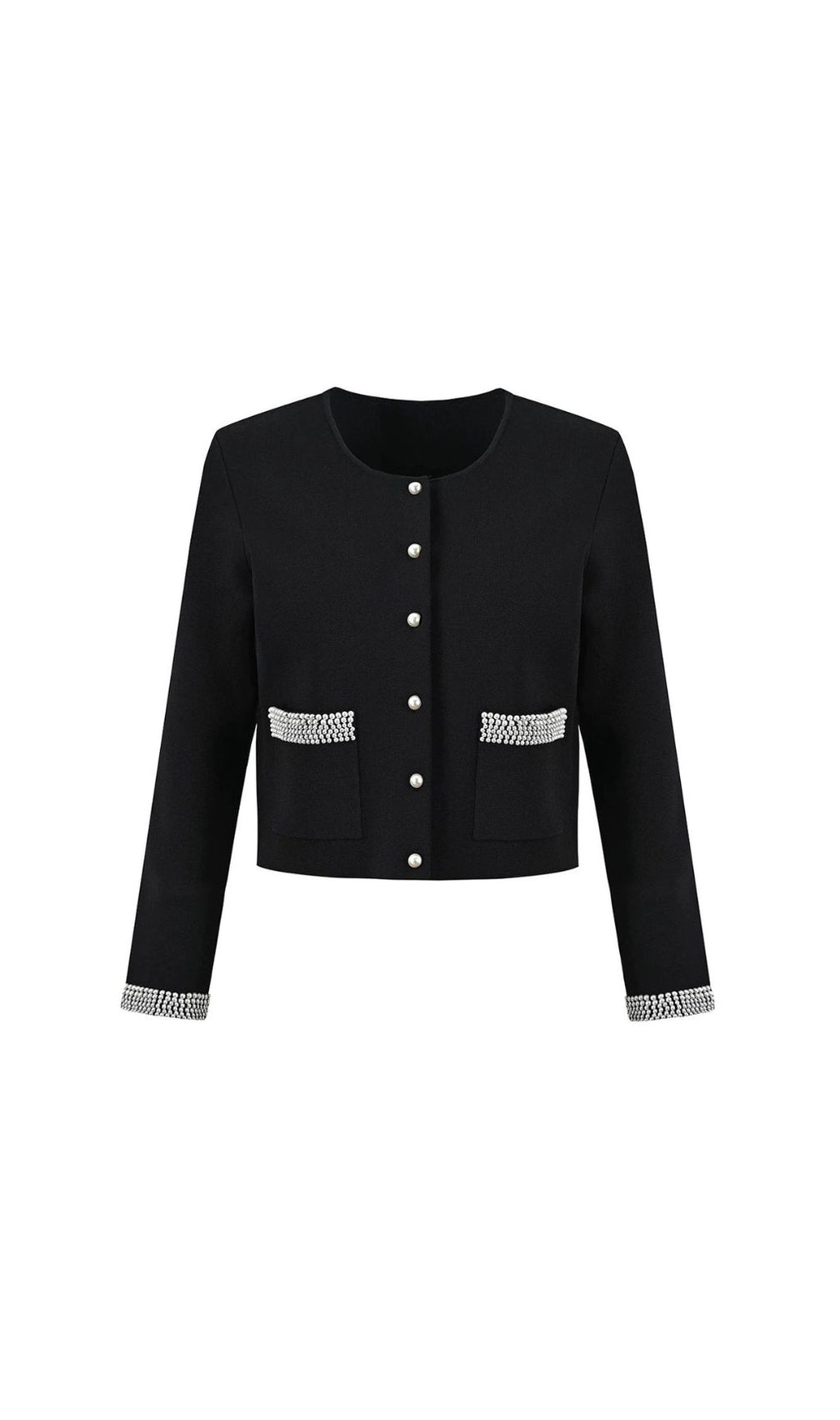 Fatin Black Knit Beaded Cardigan & Midi Dress