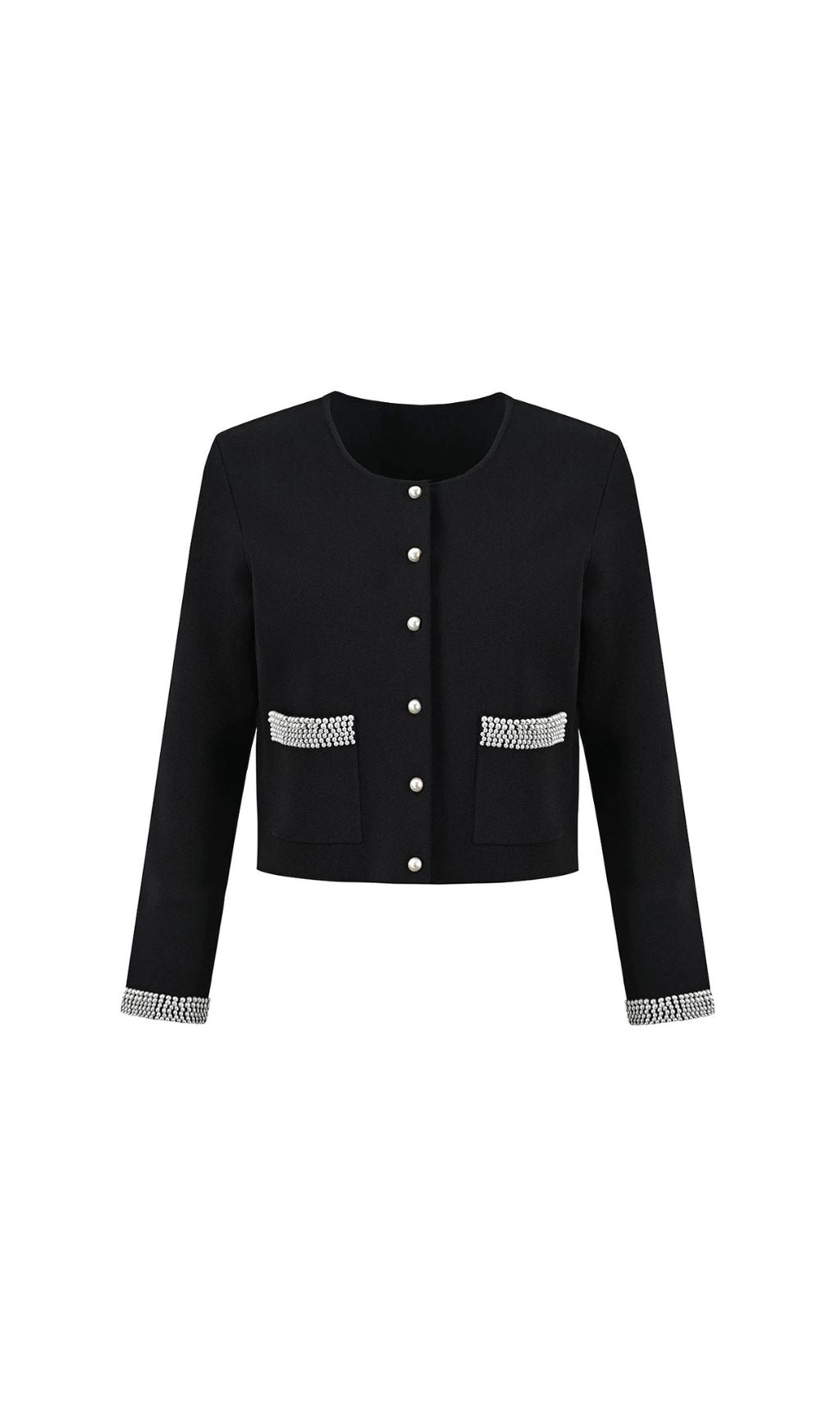 Fatin Black Knit Beaded Cardigan & Midi Dress