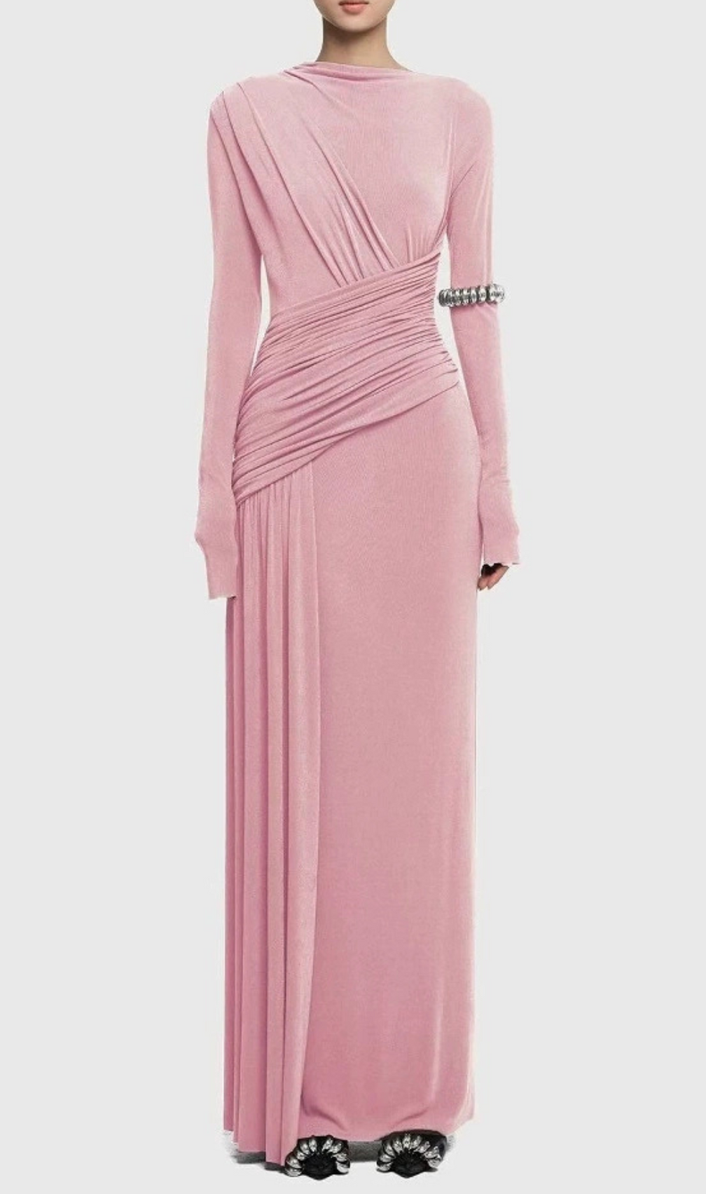 Haruka Long Sleeve Ruched Maxi Dress