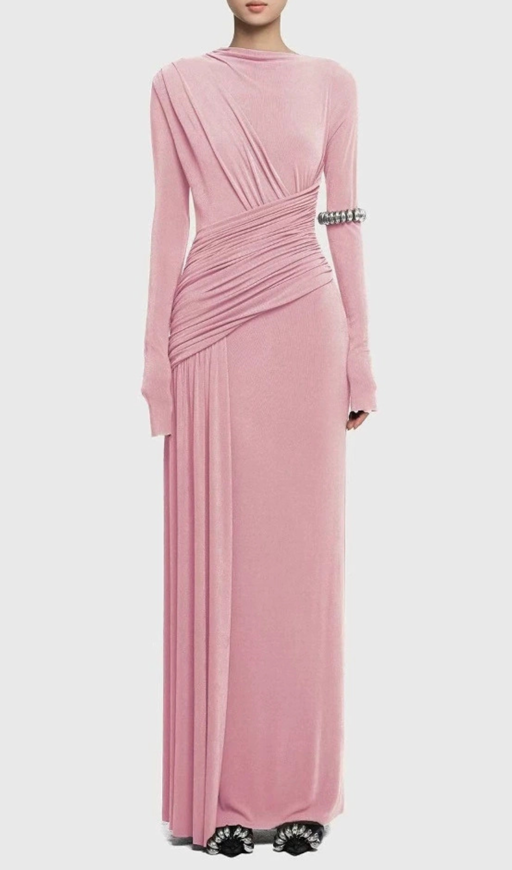 Haruka Long Sleeve Ruched Maxi Dress