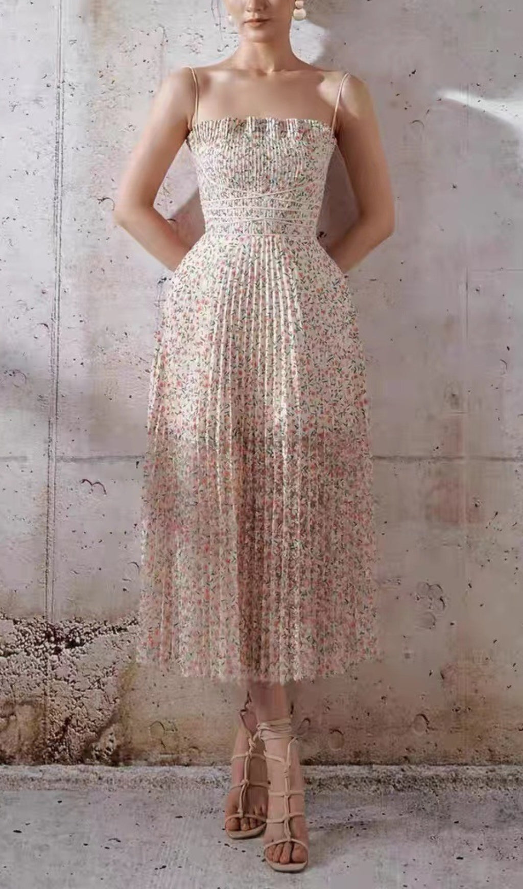 Adolfina Strappy Floral Midi Dress