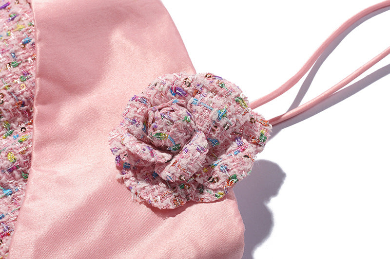 Aquitaine Pink Tweed Midi Dress