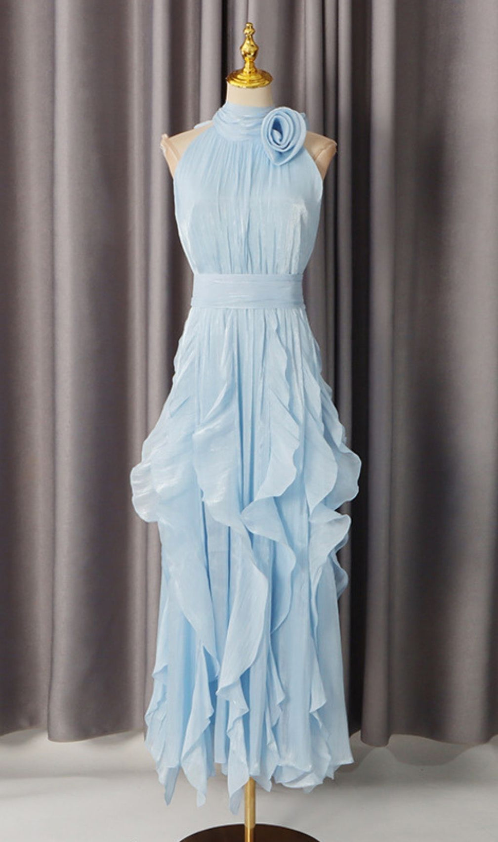 Kourtney Flower Ruffle Maxi Dress
