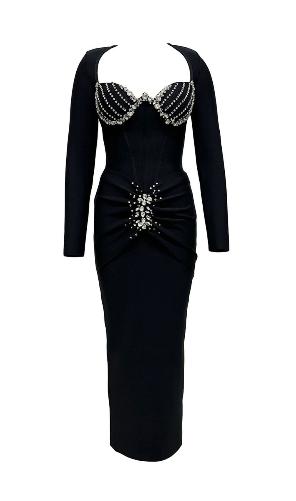 Felicja Diamante Long Sleeve Bandage Maxi Dress