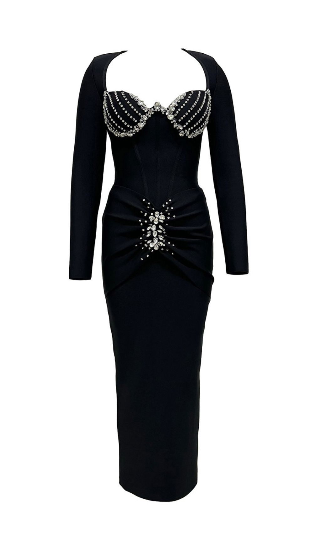 Felicja Diamante Long Sleeve Bandage Maxi Dress