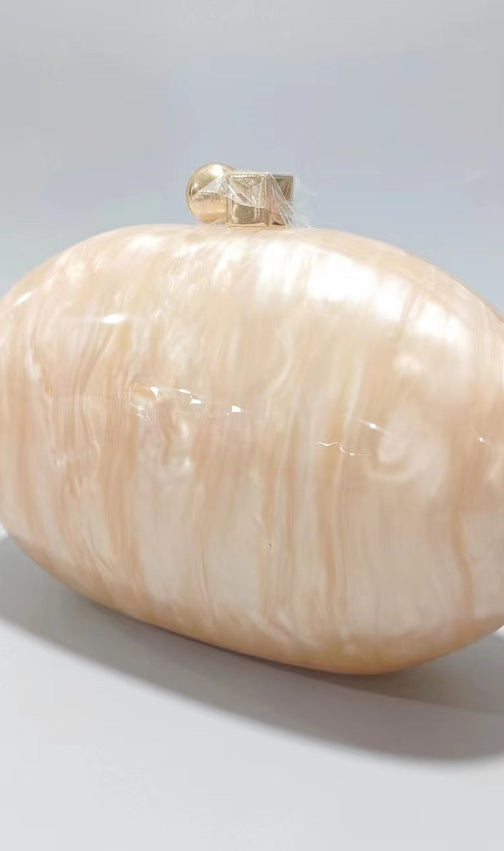 Glamorous Pink Pearlescent Acrylic Evening Clutch for Women