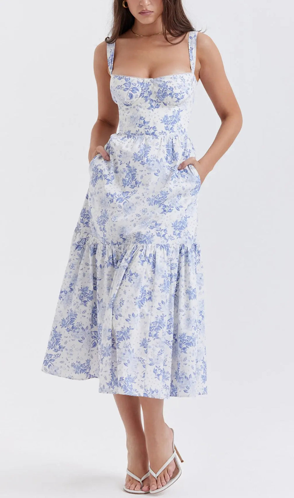 Blue Print Midi Sundress