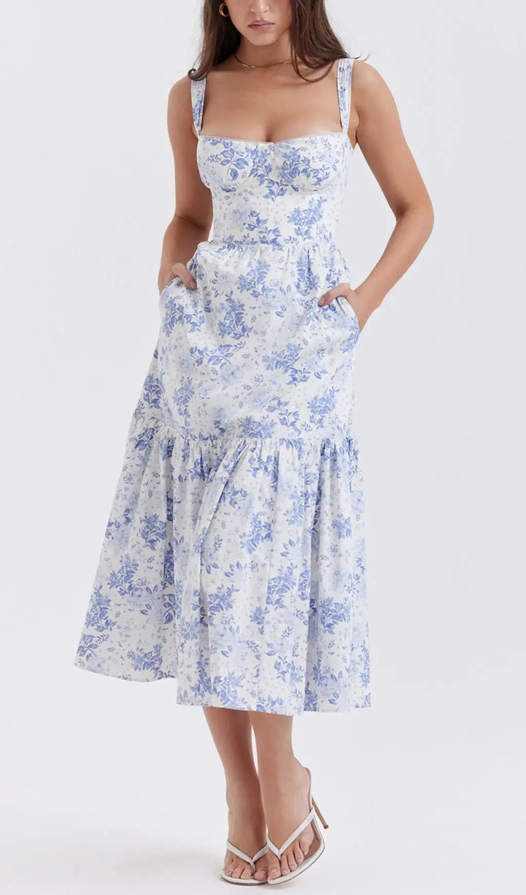 Blue Print Midi Sundress