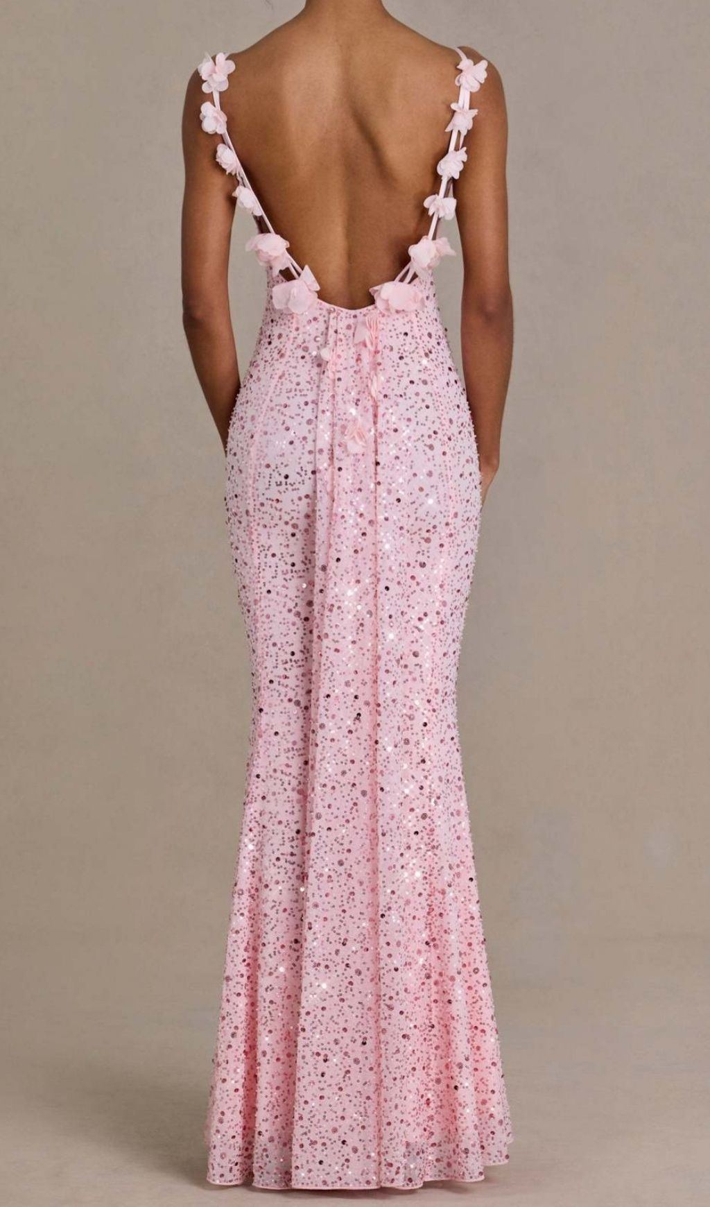 Khaza Dazzling Pink Sequin Backless Maxi Gown - Strappy Formal Dress