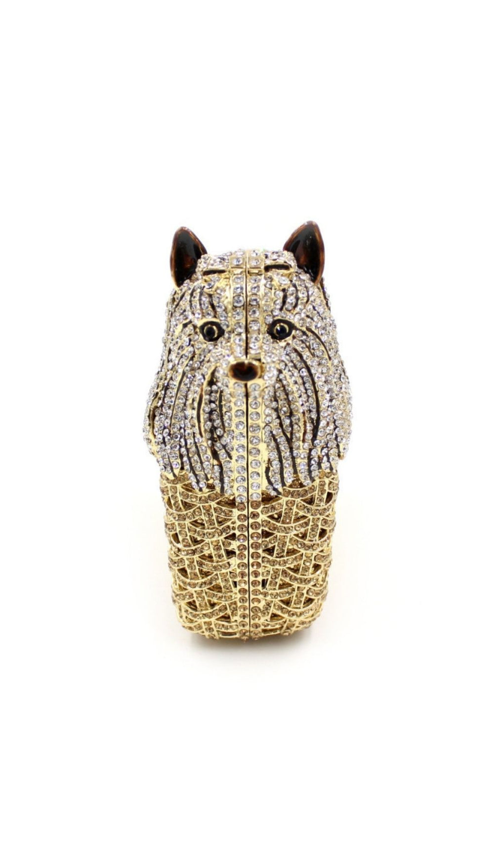 Khamani Gold Diamante Dog Clutch Bag - Luxury Crystal Pet Purse