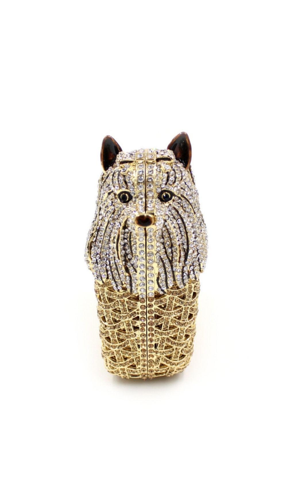 Khamani Gold Diamante Dog Clutch Bag - Luxury Crystal Pet Purse