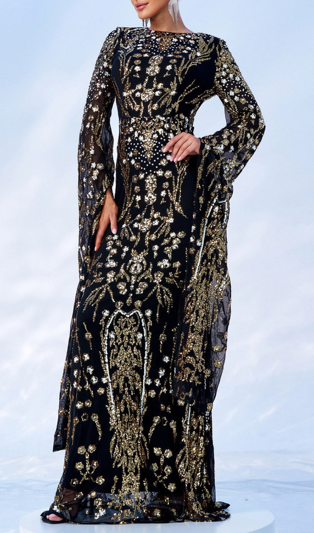 Cicely Gold Sequin Maxi Dress