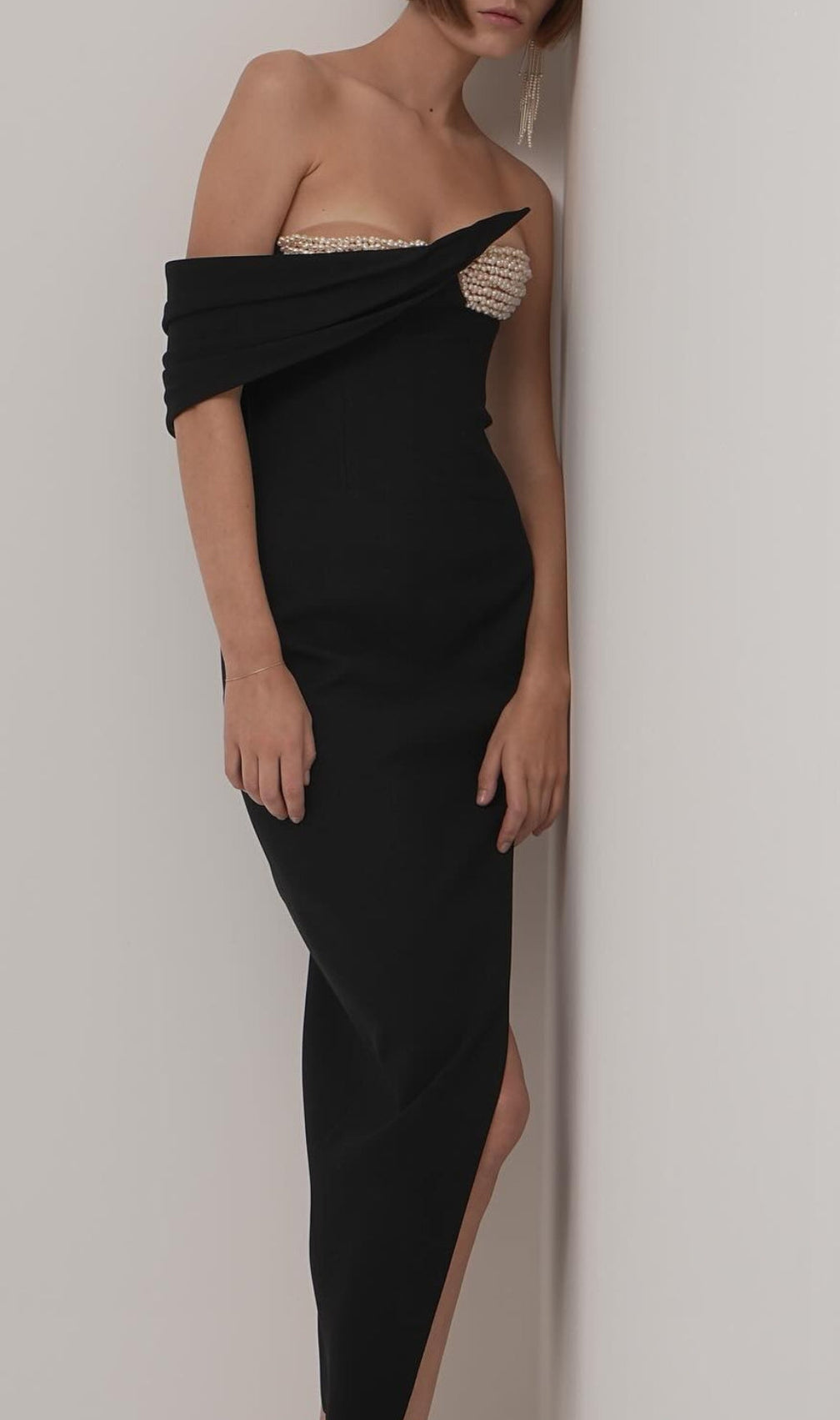 Alizeh Black Pearl Embellished Maxi Dress