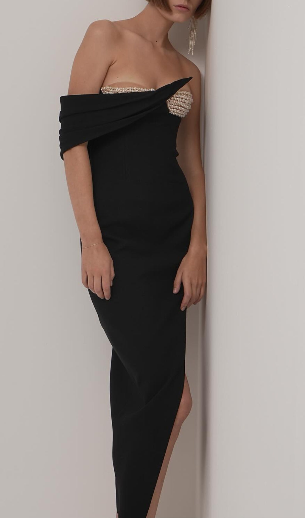 Alizeh Black Pearl Embellished Maxi Dress