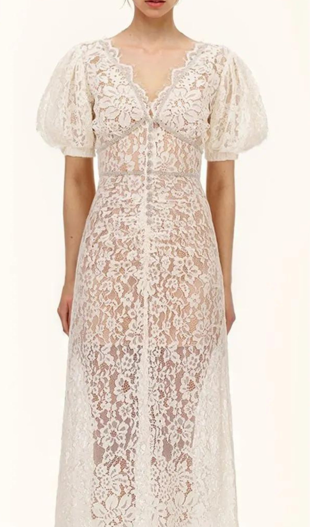 Aoibhin Crystal-Embellished Lace Midi Dress