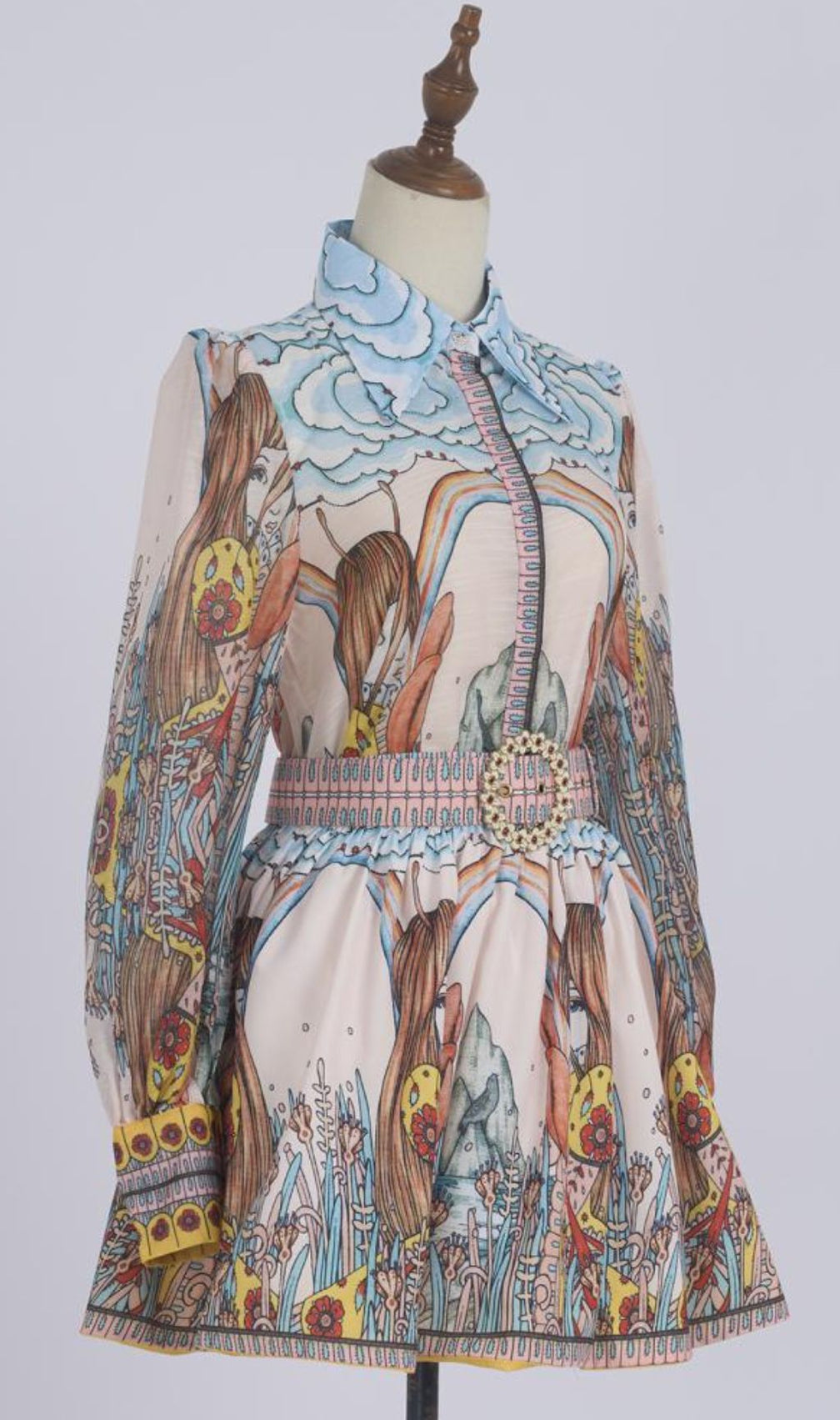 Githa Printed Long Sleeve Mini Dress