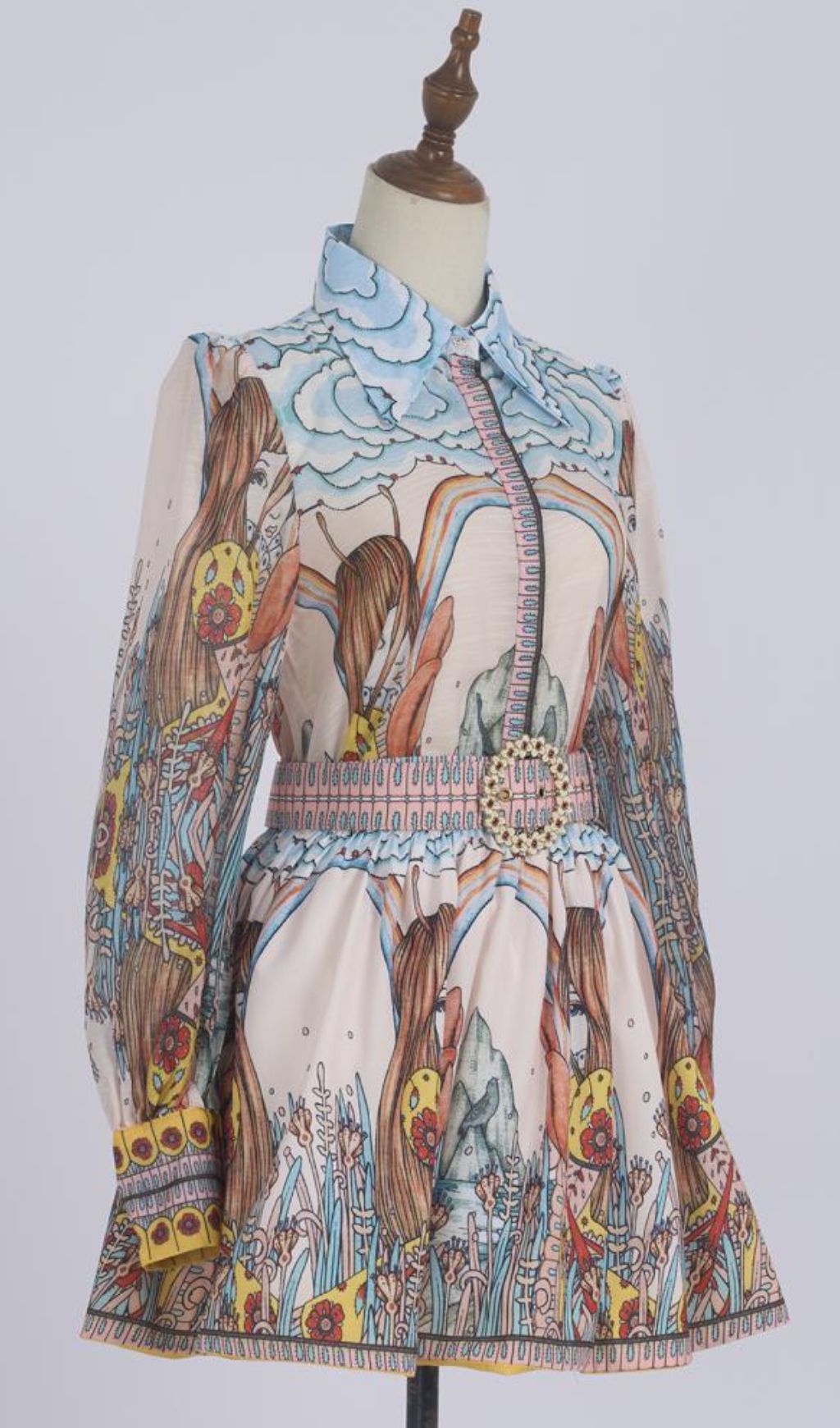 Githa Printed Long Sleeve Mini Dress