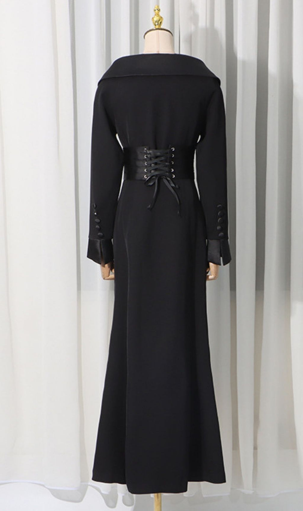 Kazi Black Off-Shoulder Blazer Maxi Dress - Elegant Tailored Gown for Women
