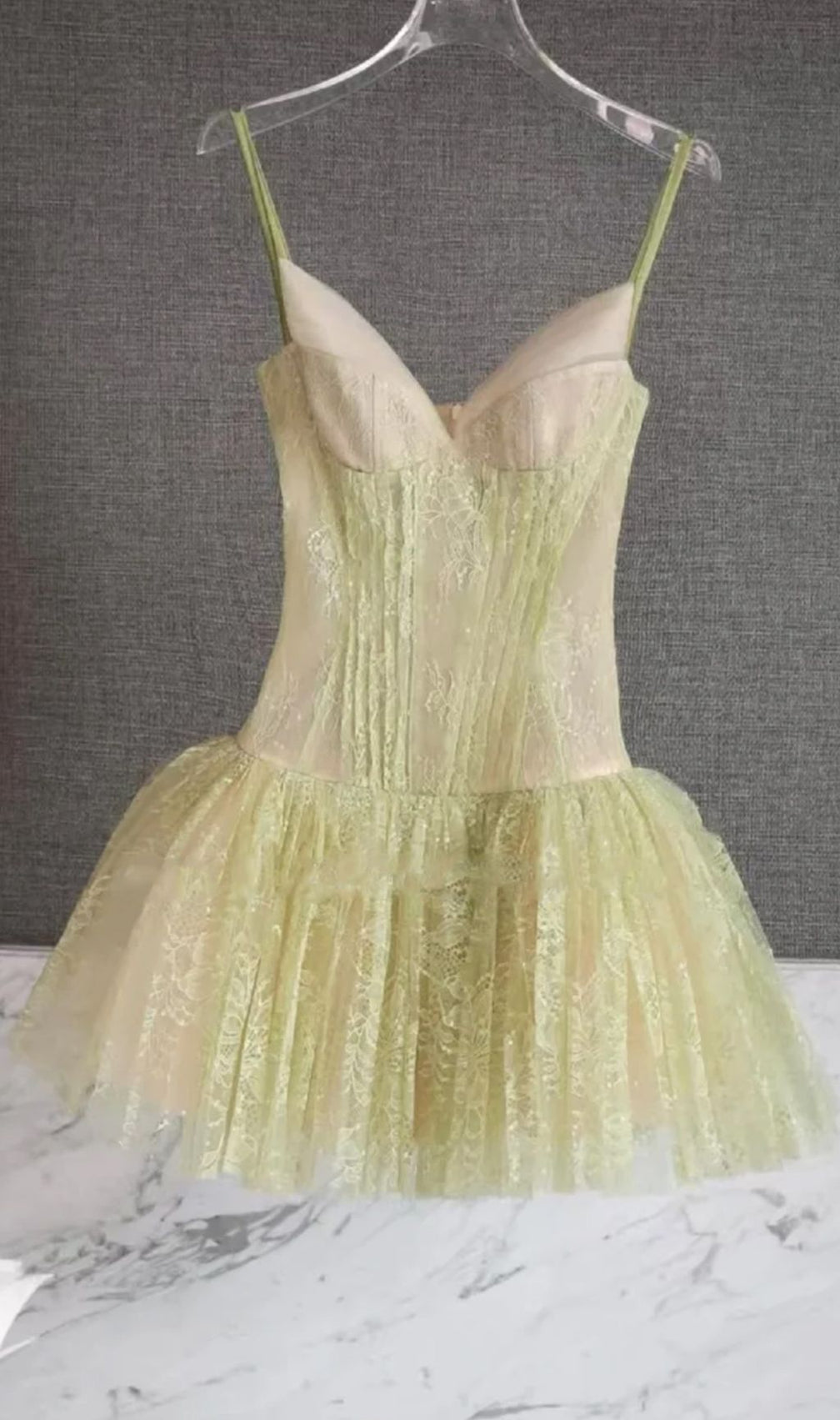 Ithaca Green Strappy Lace Mini Dress