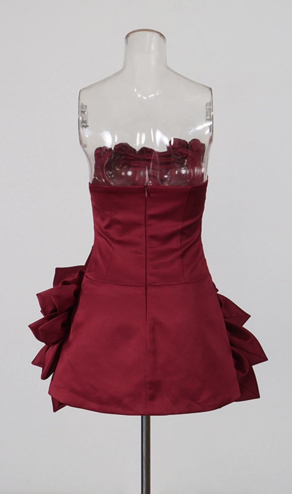 Korina Red Strapless 3D Flower Mini Dress