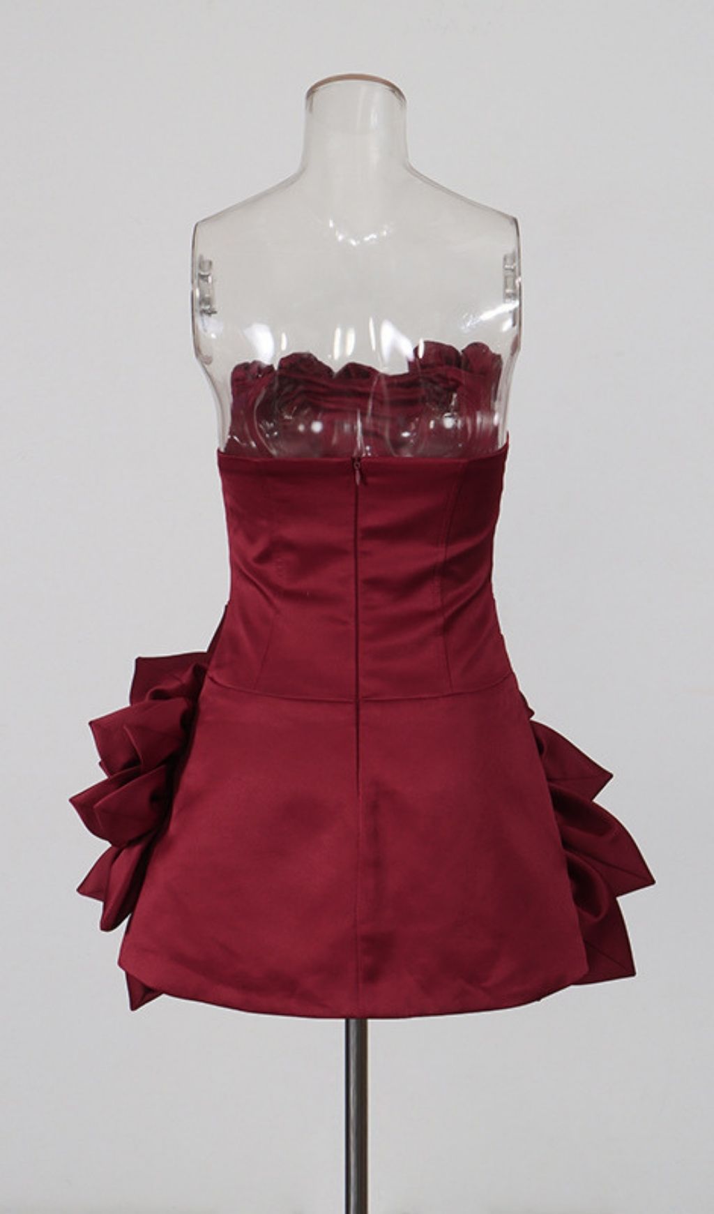 Korina Red Strapless 3D Flower Mini Dress