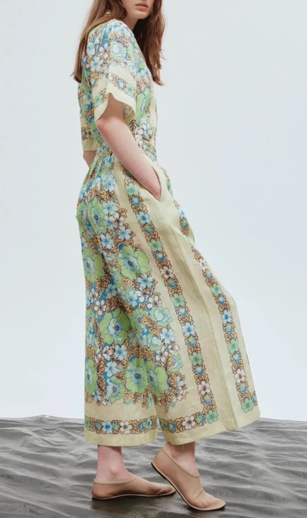 Alonsa Green Floral Two-Piece Suit