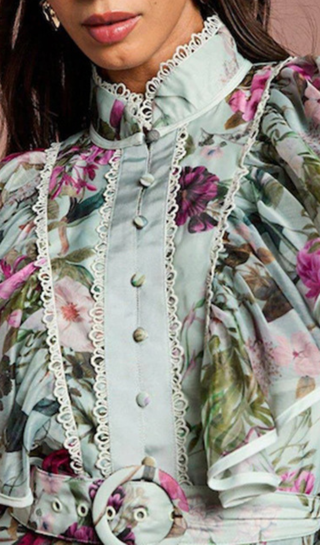 Hesper Flower Printed Long Sleeve Midi Dress