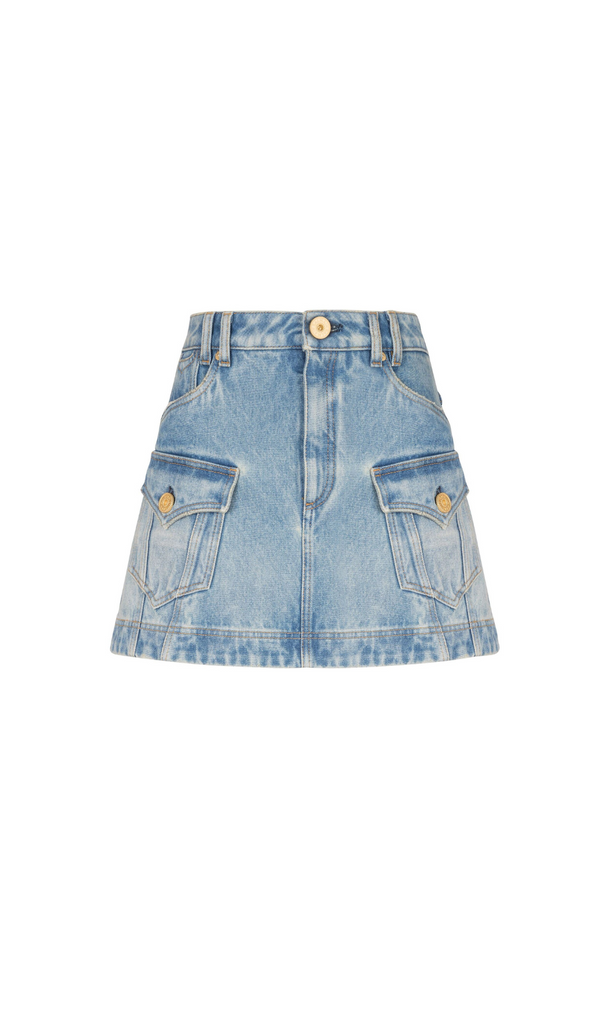 BLUE A-LINE DENIM SKIRT