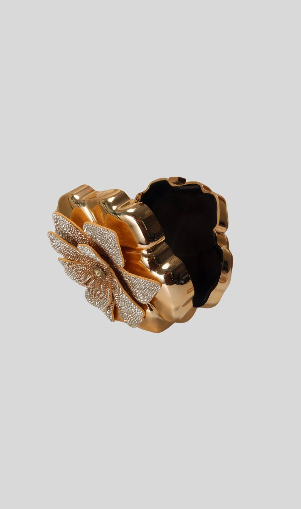 Khoi Gold Blossom Crystal Evening Clutch Bag