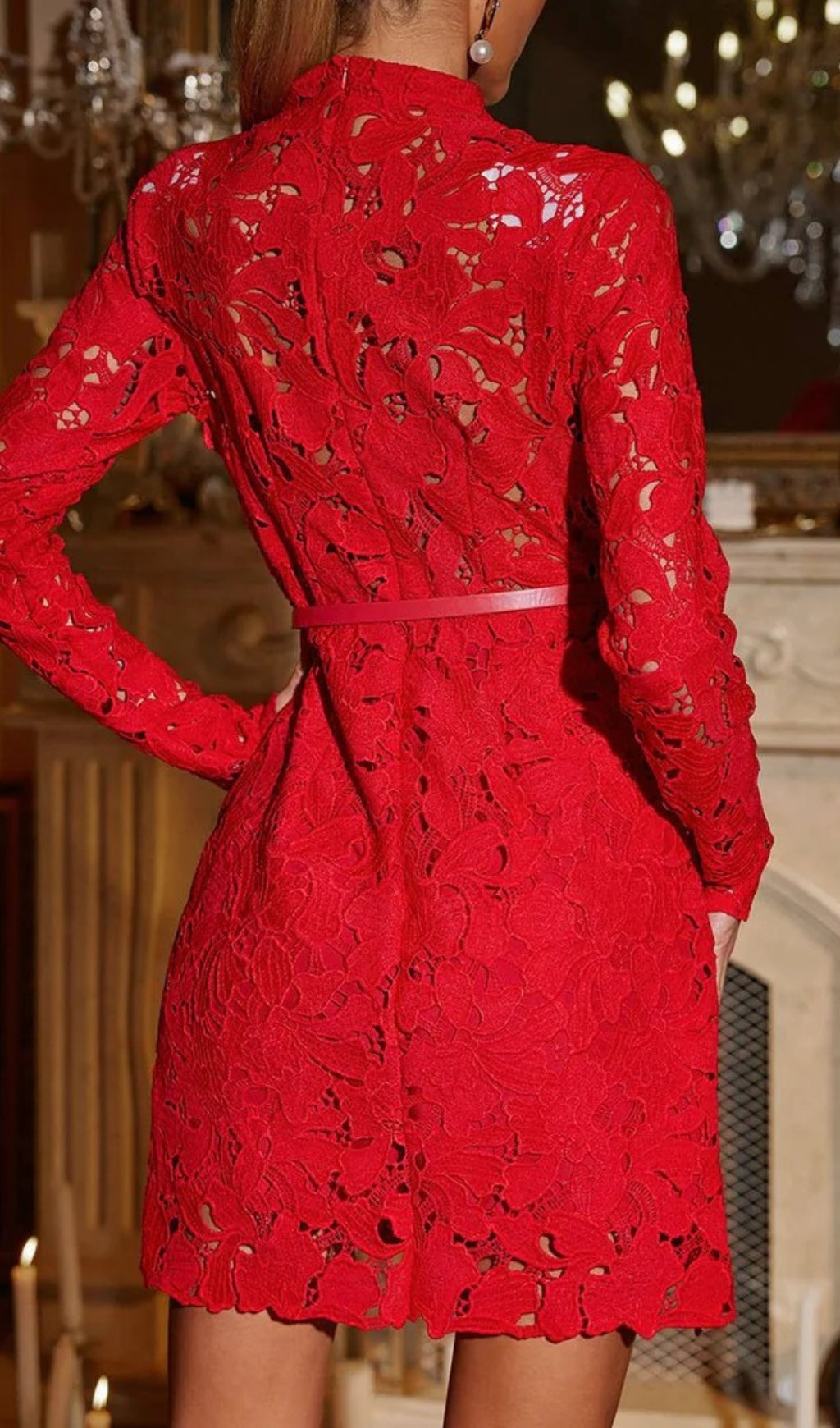 Hwita Long Sleeve Cutout Embroidered Mini Dress