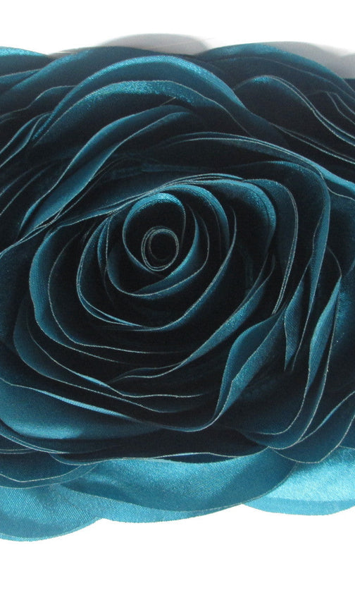 Chic White Rose Satin Evening Clutch | Detachable Chain Formal Bag