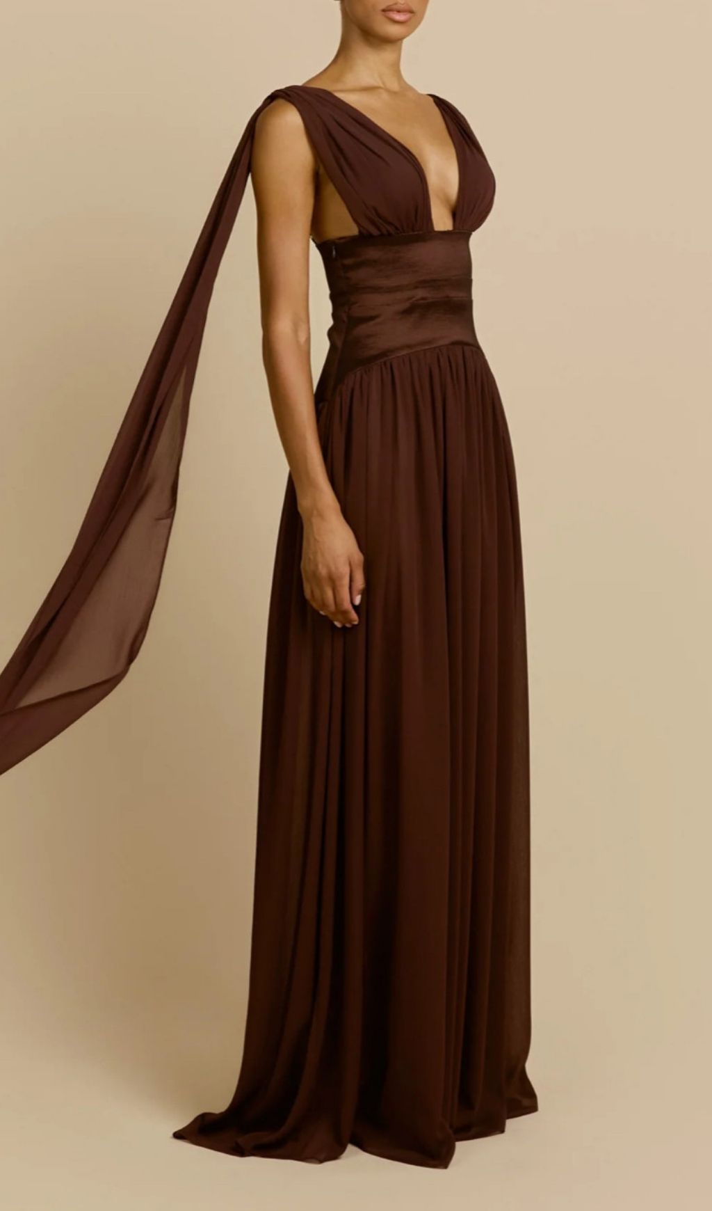 Korinna Mocha Chiffon Maxi Dress