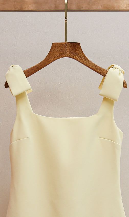 Havily Chic Yellow 3D Rosette Mini Dress | Elegant Floral Applique