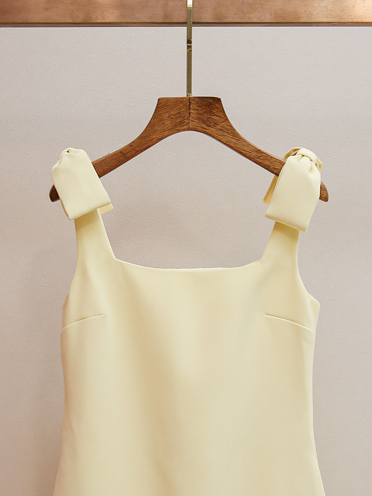 Havily Chic Yellow 3D Rosette Mini Dress | Elegant Floral Applique