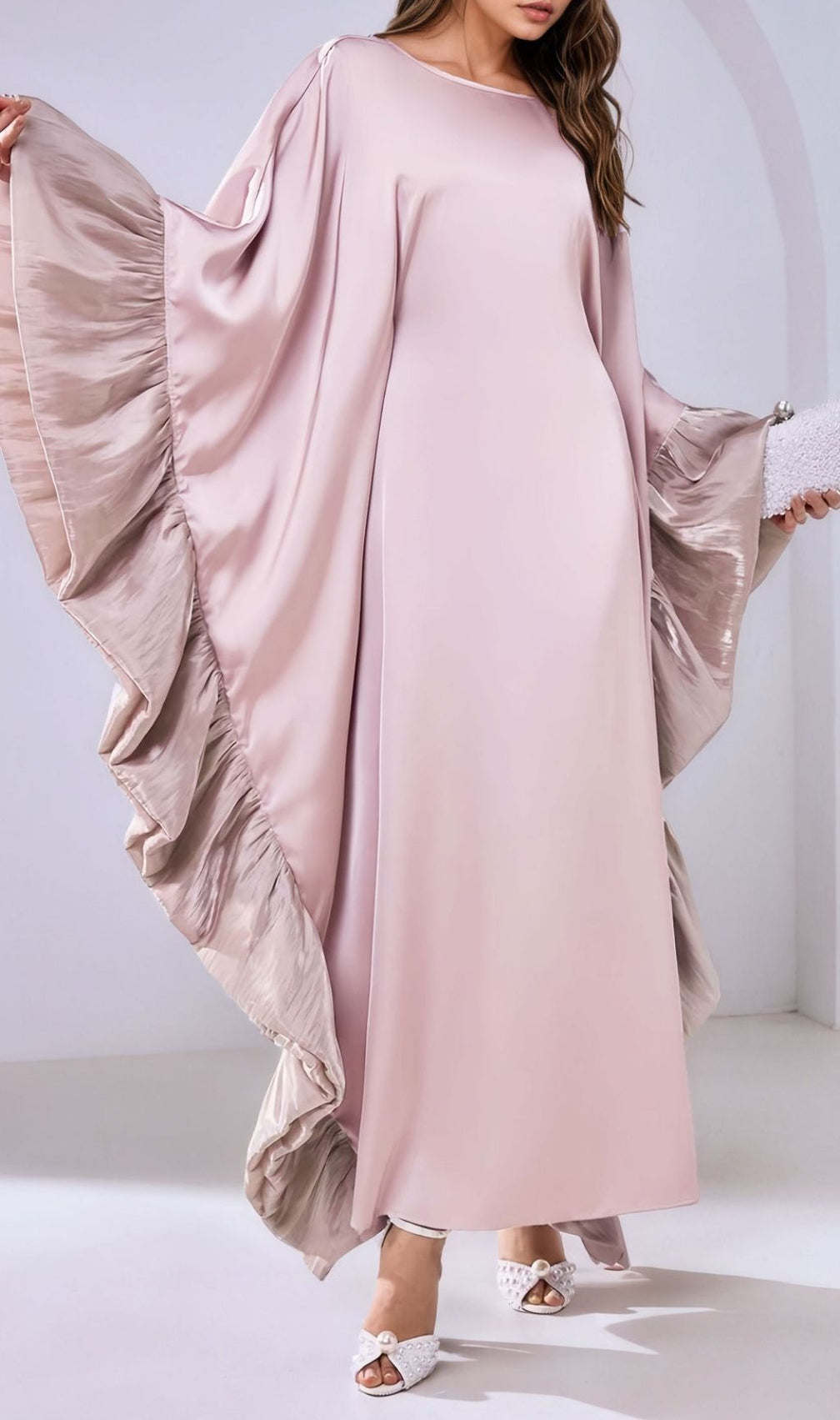 Kirklynn Pink Batwing Sleeve Maxi Dress