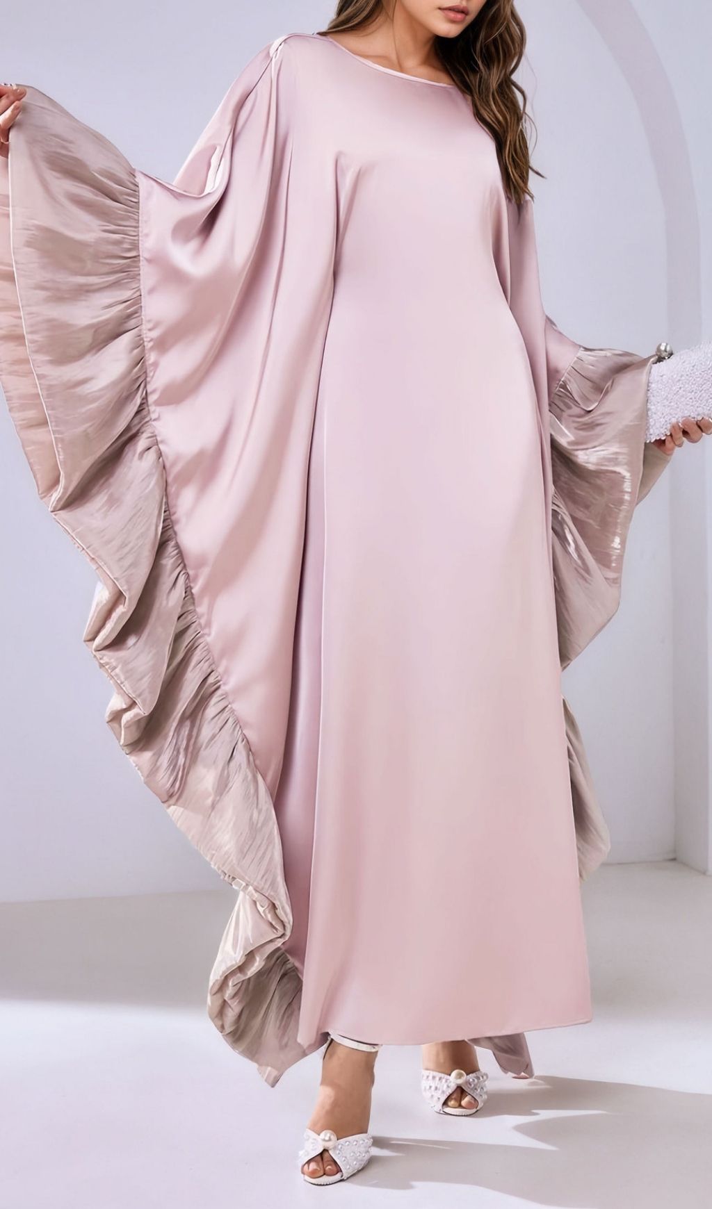 Kirklynn Pink Batwing Sleeve Maxi Dress