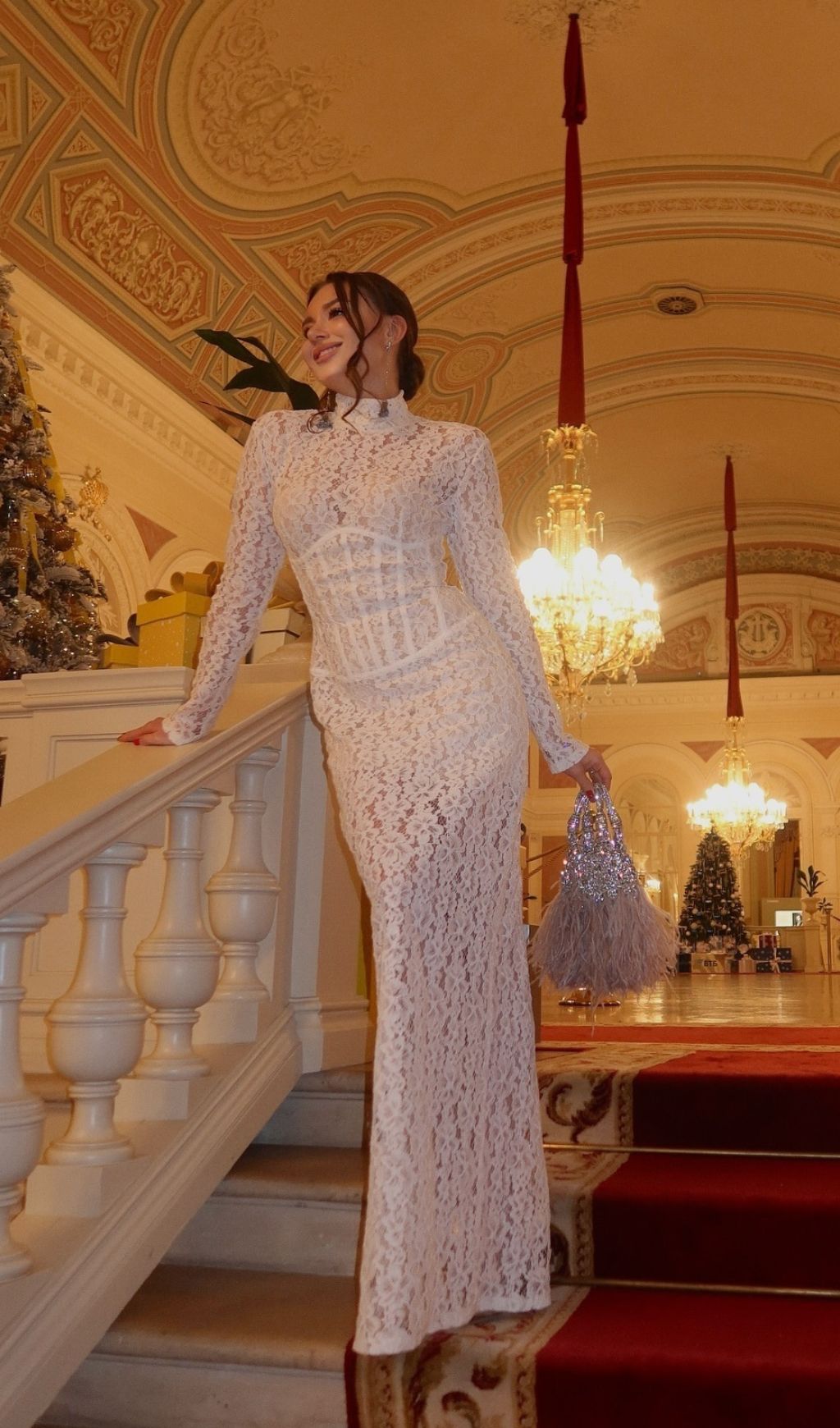 Isolde White Floral Lace Corset Maxi Dress - Ethereal Elegance for Weddings & Galas