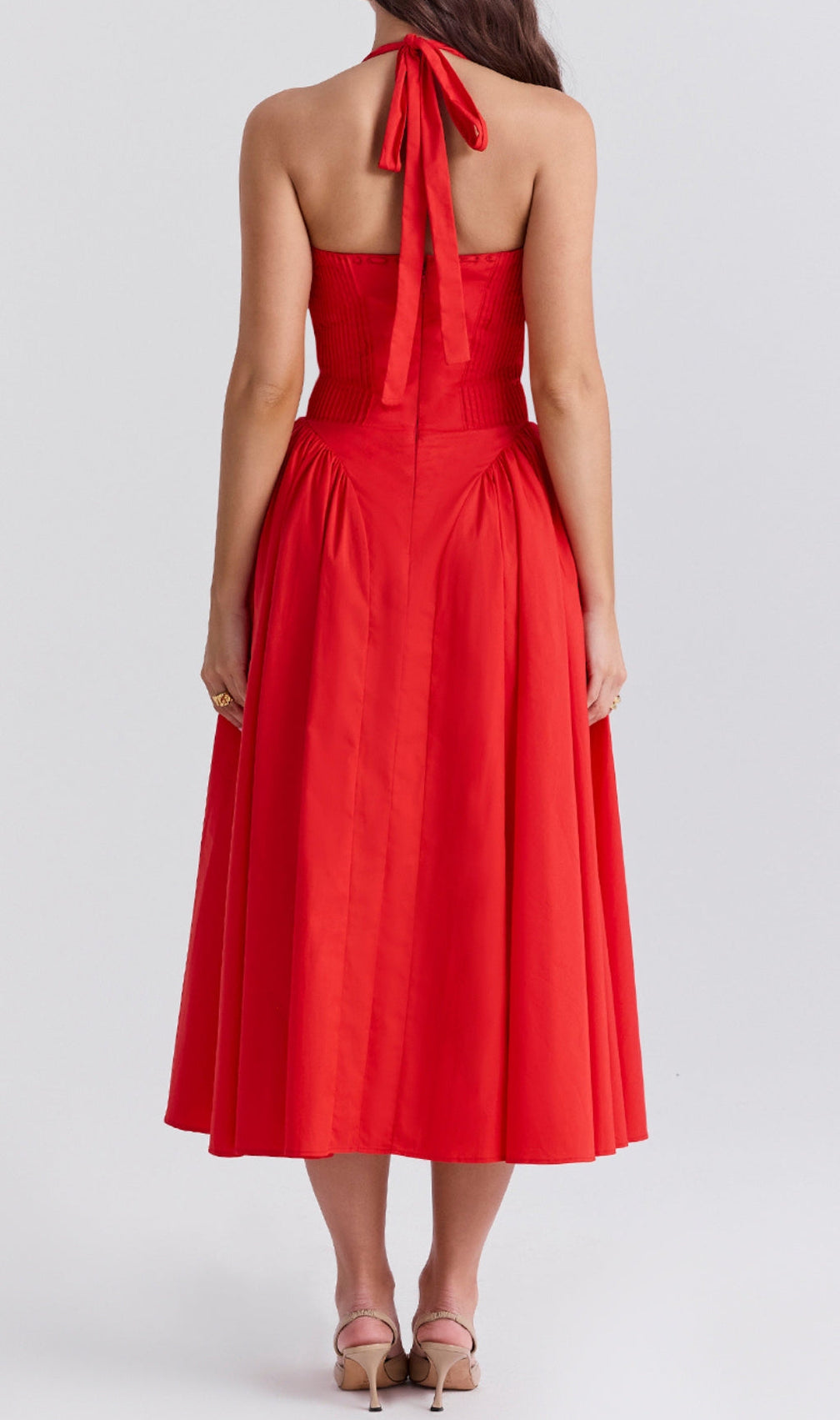Ashleen Red Halter Midi Dress