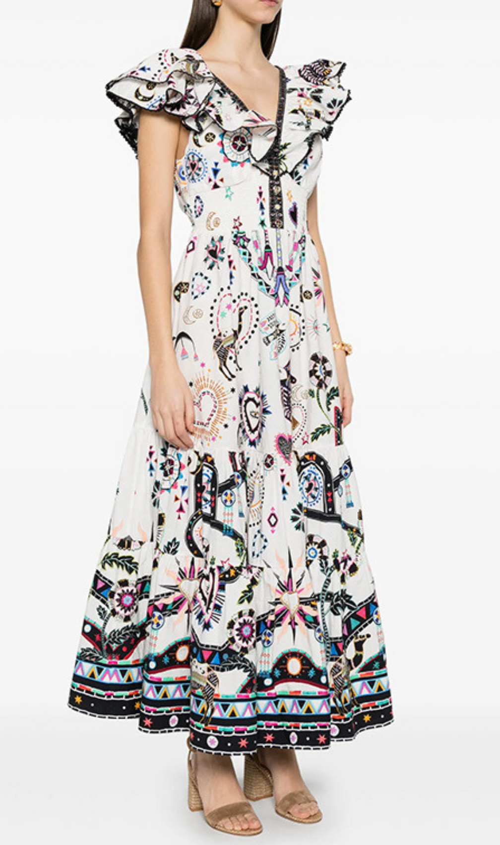 Hanson V-neck Printed Maxi Dress