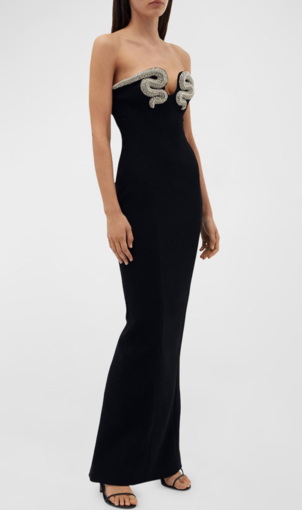 Alizée Crystal-Snake Strapless Gown