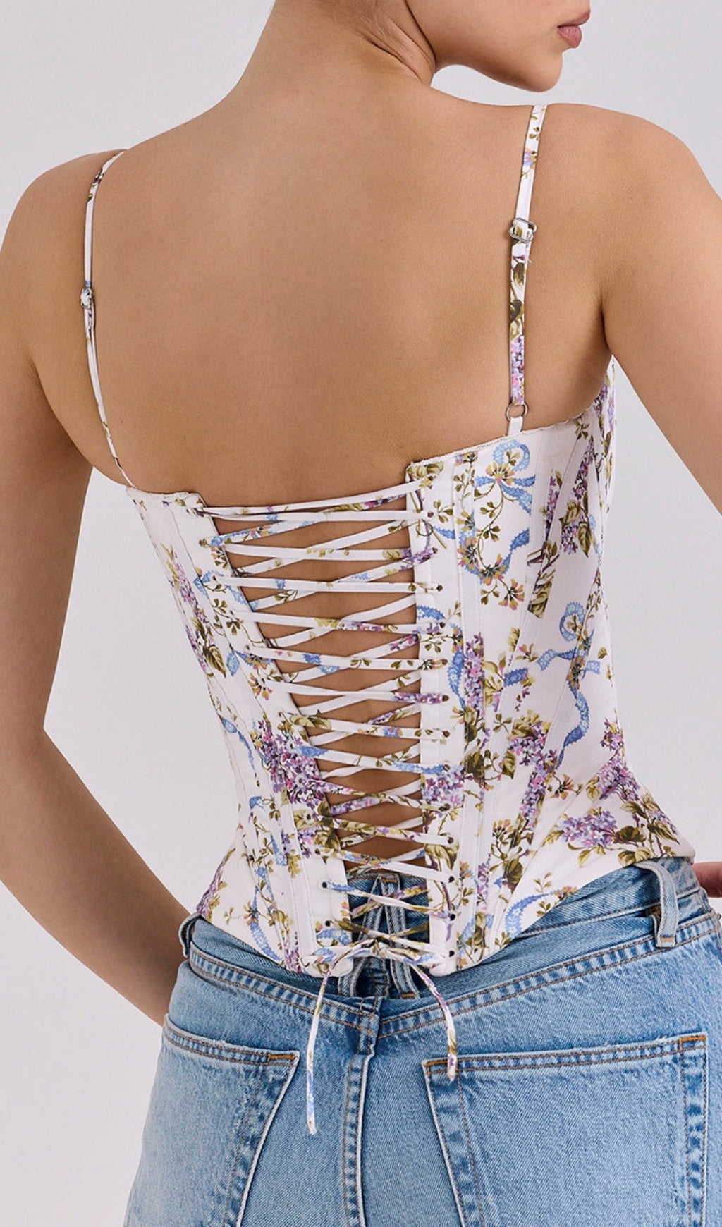 Devica White Floral Corset Top