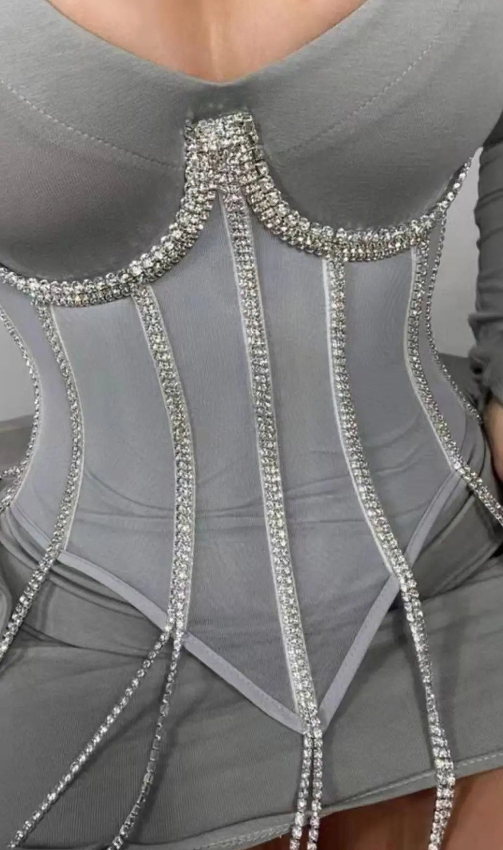 Black Crystal Tassels Corset